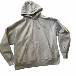 Champion Gray Mens Reverse Weave Hoody Sweatshirt Heavy Hoodie S101 size XL EUC